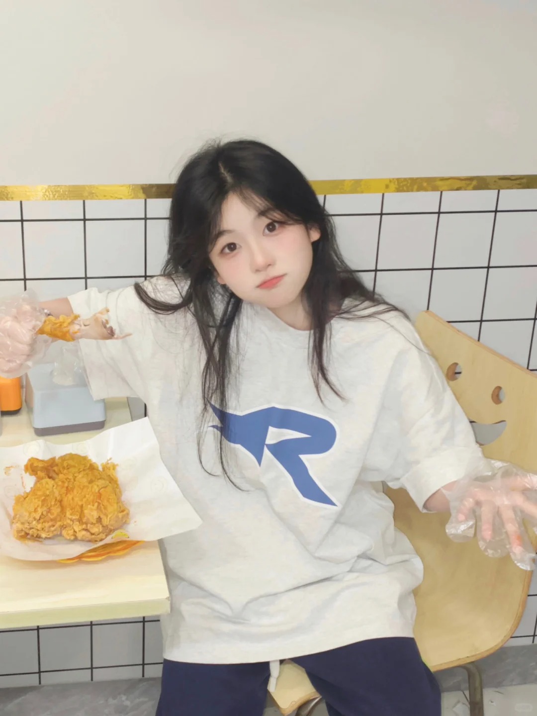2024新款國潮美式復古字母印花短袖t恤女夏季寬鬆設計感小眾上衣
