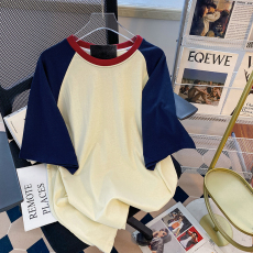 批发21支210g精梳纯棉 夏季大码宽松300斤<b class='q'>男</b>女插肩袖短袖T恤简约<b class='q'>体恤</b>