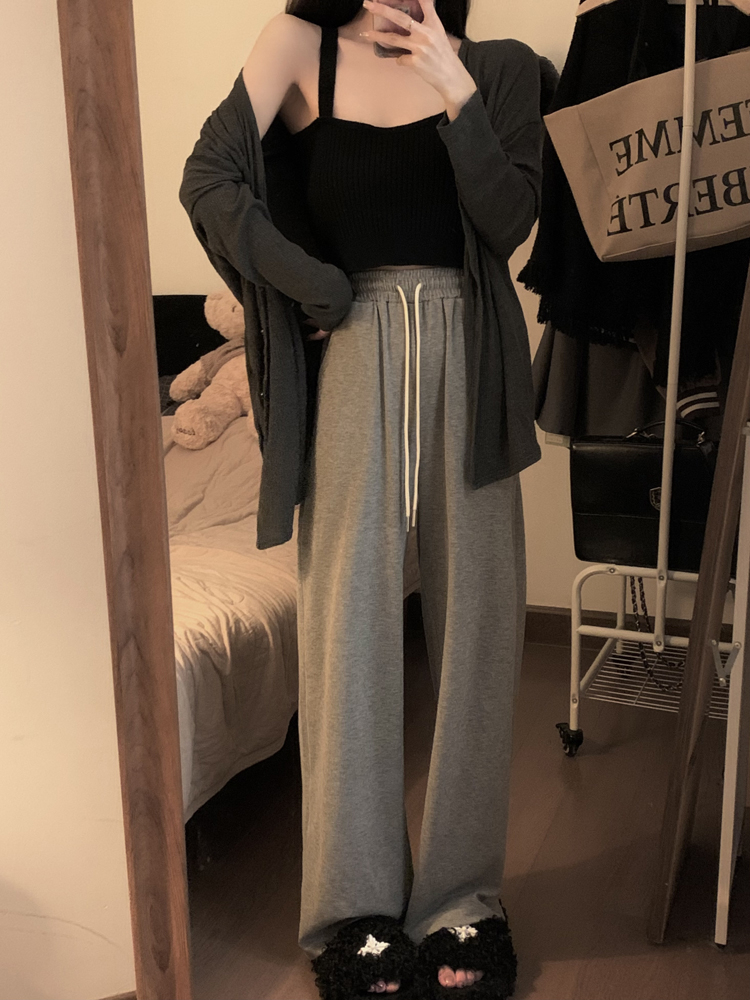 Official Photo # Yoyo Pants Soft Waxy Casual Pants Straight Leg Pants Wide Leg Pants Women’s Knitted High Waist Slim Floor-length Pants