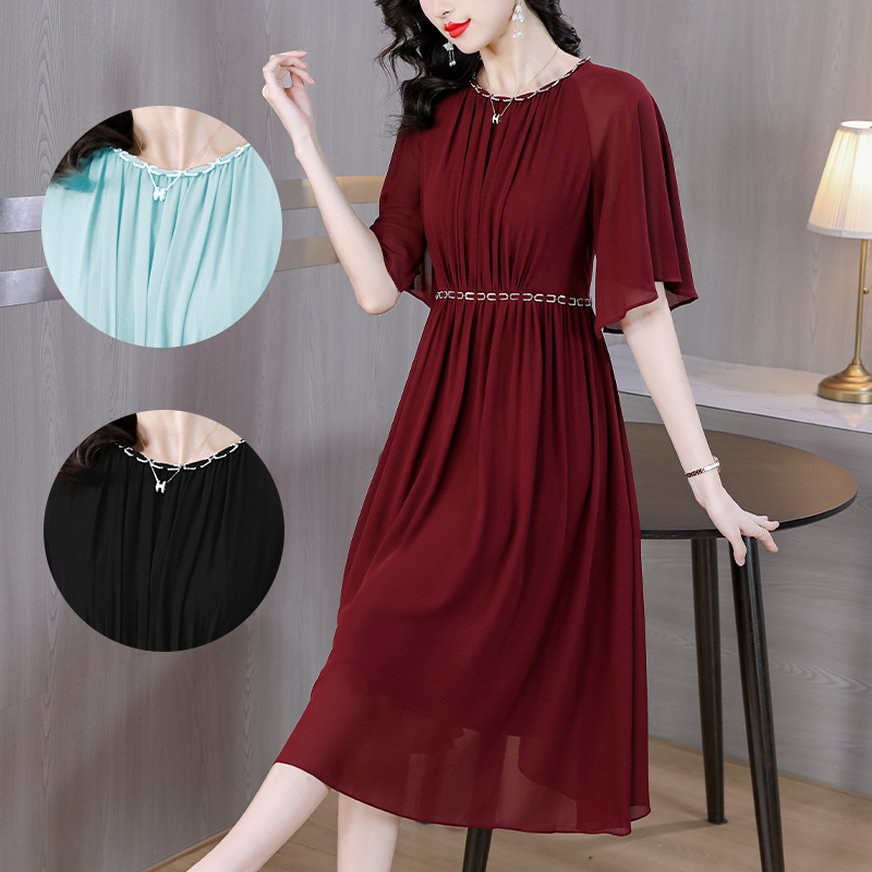 PF9209#新款夏季女御姐风法式高端精致小众黑色暗红色裙子质感高级感女裝...