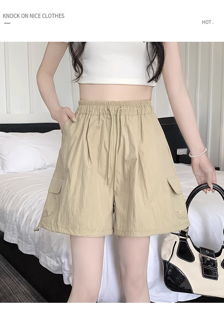 Original workmanship American workwear wide-leg shorts women's summer loose slimming bud pants five-point casual sports pants