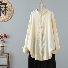 批发实拍 中式蝙蝠衫棉麻<b class='q'>外套</b>宽松<b class='q'>衬衫</b>国风中长款上衣民族风唐装女