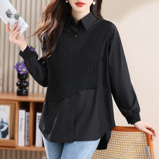 批发2026春装新款长袖女装衬衫时尚胖妹妹大码显瘦遮肚百搭宽松型衬衣