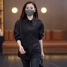 批发2026春秋装新款长袖女装衬衫时尚胖 大码显瘦遮肚百搭宽松型衬衣