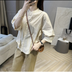 批发2026夏装<b class='q'>大码</b>女装<b class='q'>韩版</b>简约通勤中袖衬衫美拉德宽松衬衣圆领上衣