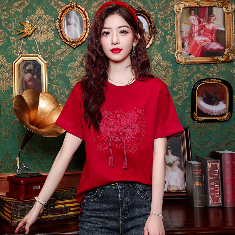 RY3937# 2026夏季新款有货国风国潮女上衣刺绣重工