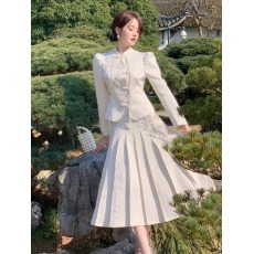 批发新中式女装国风套装裙盐系<b class='q'>轻熟</b>小洋装高级感复古小香风两件套春秋