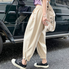 批发工装裤子女春秋新款小众设计感显瘦百搭束脚灯笼裤宽松哈伦老爹裤