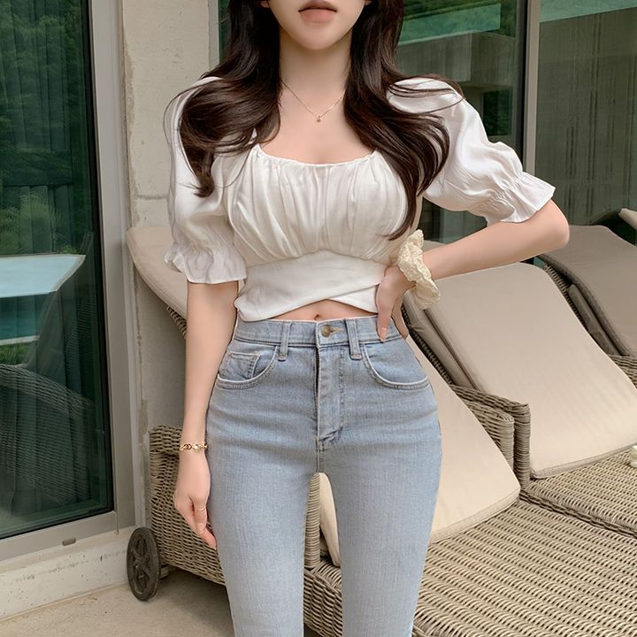 있음 선적 쇼트 스타일 뒤에 나비 넥타이 광장 칼라 작은 셔츠 셔츠