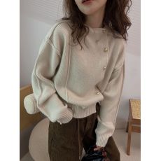 批发小金扣羊毛针织开衫女<b class='q'>欧洲站</b>冬装2026新款欧货女装短款毛衣外套潮