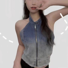 批发夏复古美式小个子设计黑色短款<b class='q'>春</b>秋牛仔外套宽松上衣新款ins夹克