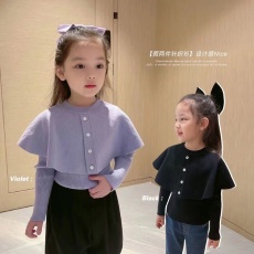 批发女童装小香假两件斗篷毛衣长袖针织衫<b class='q'>春</b>秋季洋气韩版打底儿童上衣