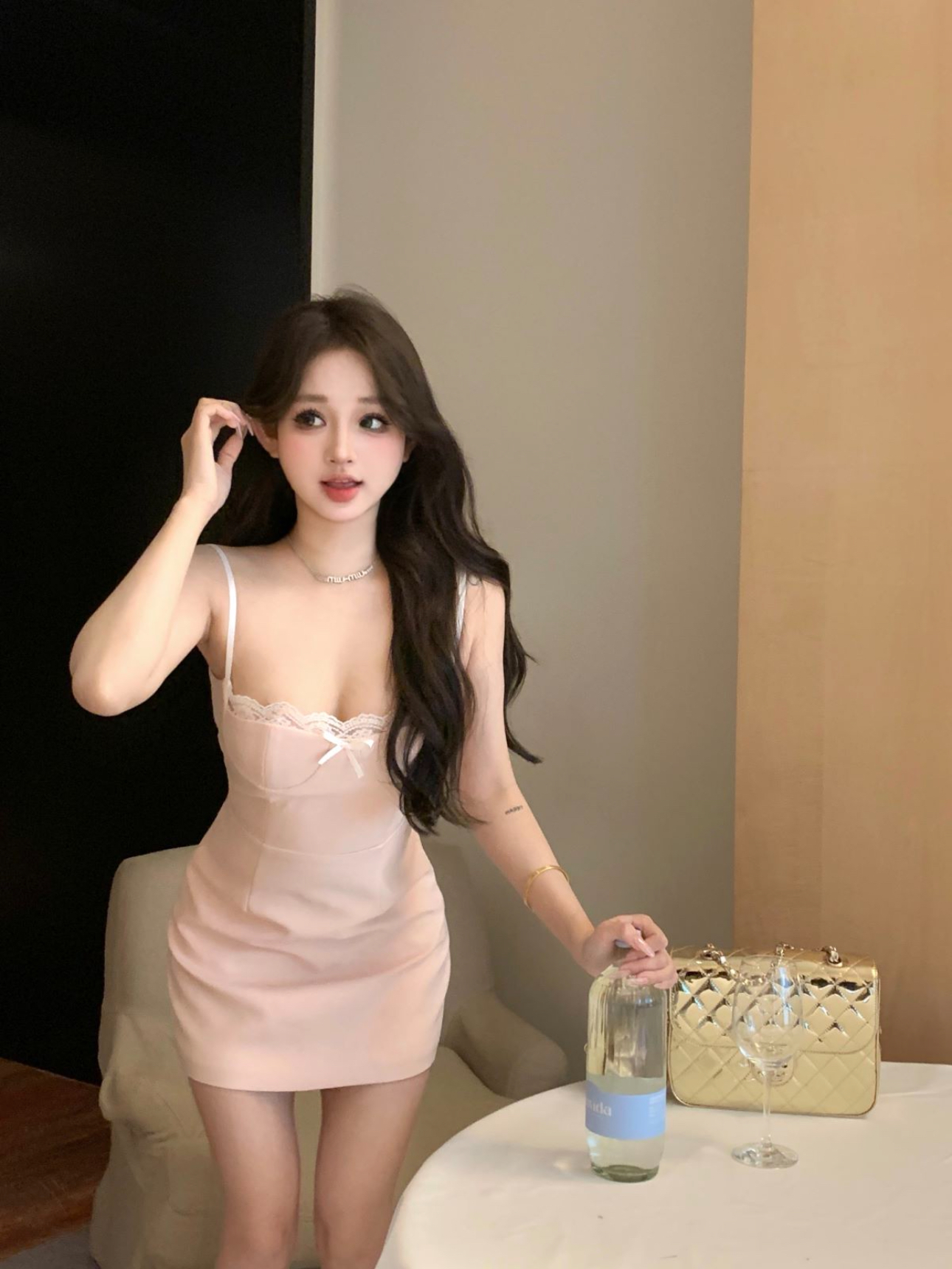 Real shot of fragrant ballet pure desire dress with temperament and slimming skirt for women
