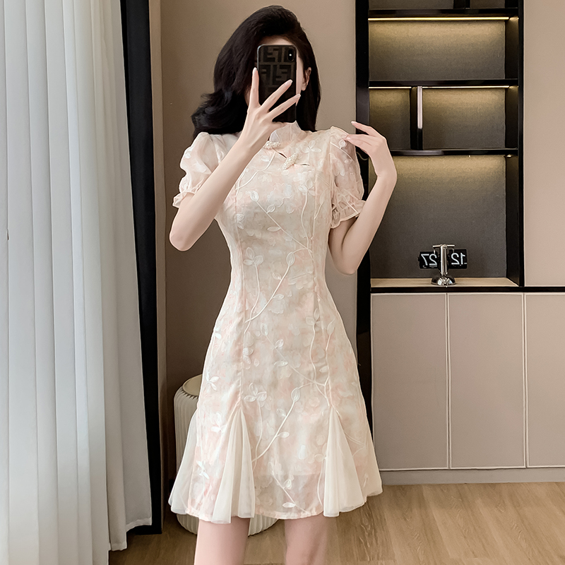MY4438# 改良版旗袍碎花连衣裙子女夏天新款气质仙女裙日常女裝貨源服裝批發