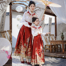 批发马面裙女童春秋2024<b class='q'>新款</b><b class='q'>亲子装</b>唐装汉服中国风儿童古装套装连衣裙