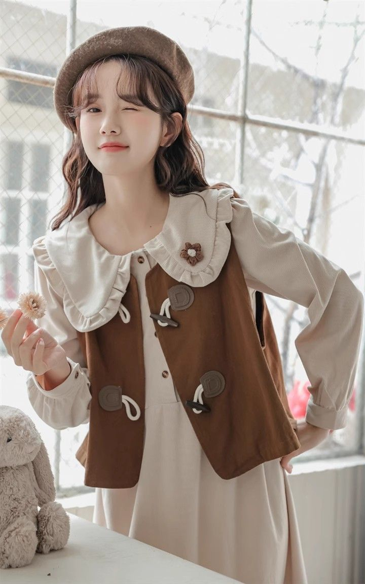 Retro cardigan college style vest for women spring and autumn new design niche small fashion vest top