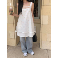 批发有货 韩国 ins 春日 叠穿shen器 花瓣 网纱吊带背心