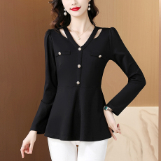 批发锦棉大码女装心机上衣时尚休闲胖妹妹V领上衣宽松遮肉显瘦小衬潮