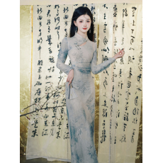 批发6822#实拍现货 新中式复古改良旗袍清冷感长袖<b class='q'>连衣裙</b>上架+40