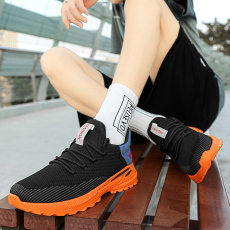 批发2024春夏季新款透气飞织运动男鞋时尚<b class='q'>韩版</b>低帮防滑旅游登山鞋四季