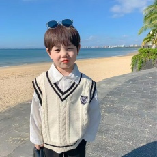批发童装儿童针织马甲秋季新款男女童坎肩中小童毛衣背心宝<b class='q'>宝马</b>夹外穿
