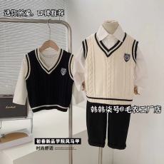 批发童装儿童针织马甲秋季新款男女童坎肩中小童毛衣背心宝<b class='q'>宝马</b>夹外穿