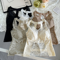 批发实拍加肥<b class='q'>加大码</b>网红蕾丝美背复古风不跑杯聚拢内衣长款打底吊带衫