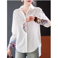 批发<b class='q'>OL</b>气质刺绣长袖<b class='q'>衬衫</b>2026春秋新款宽松百搭长袖条纹白<b class='q'>衬衣</b>女