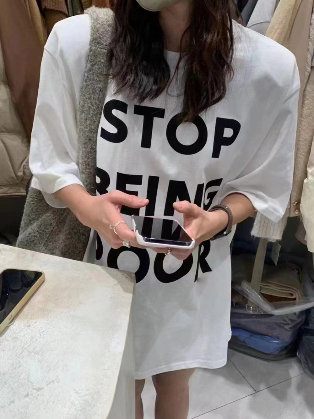 Official Photo 2024 Summer New Korean Style Casual Letter Printed Short Sleeve Loose T-Shirt Top