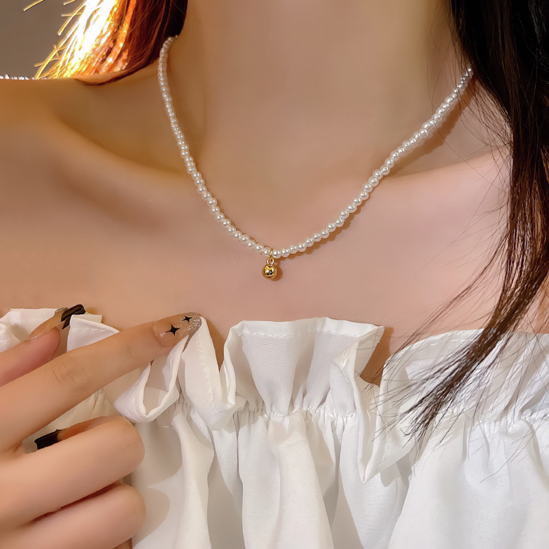 CX11552# 最便宜饰品批发韩国新款优雅超仙气质珍珠项链简约百搭网红同款小米珠锁骨链