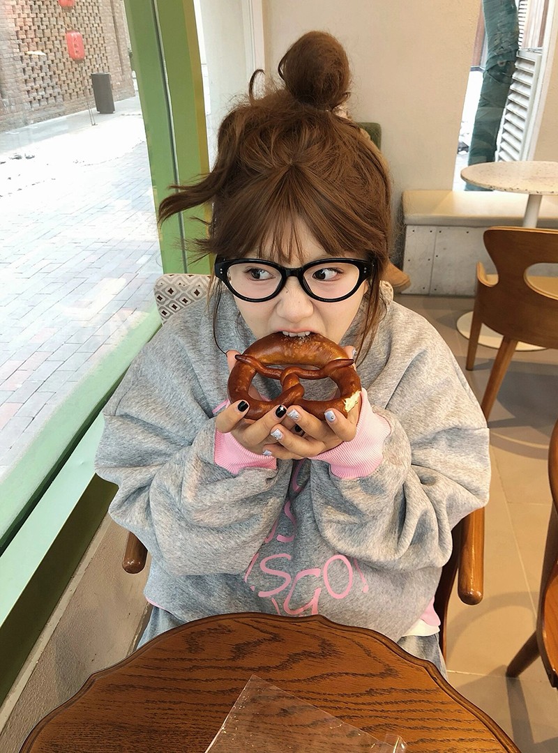 美式復古潮牌撞色圓領加絨加厚衛衣女春秋寬鬆oversize百搭上衣潮
