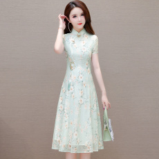 批发实拍新款<b class='q'>改良</b><b class='q'>旗袍</b>年轻款高端小个子妈妈新中式连衣裙