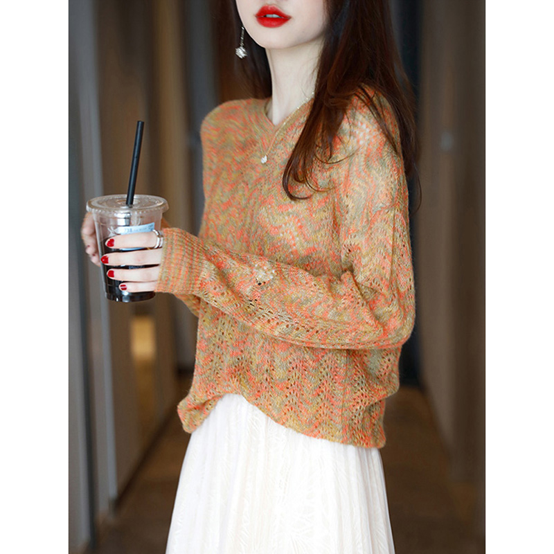 프랑스식 명문 여성 작은 샤넬 스타일 자수 홀로우 아웃 니트 스웨터 가을 겨울 새로운 외국 가스 숙녀 고급 센스 다용도 얇은 스웨터