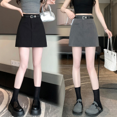 批发实拍2026 灰色西装半身裙女夏季高腰短裙显瘦包臀a字裙工装裙