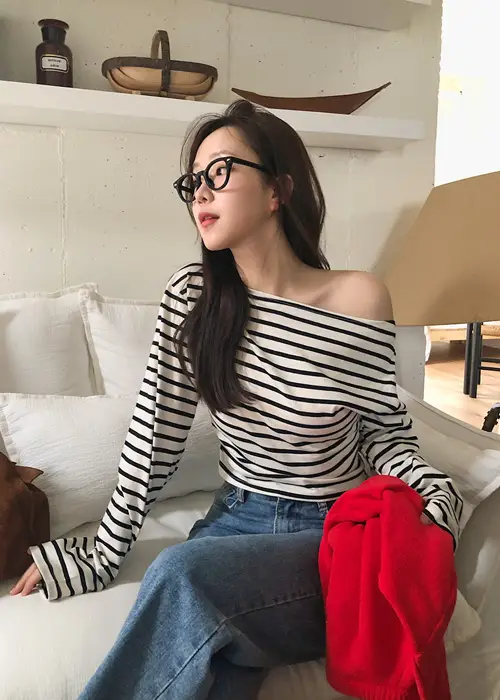 춘절 스타일 블라우스 티셔츠 상세 이미지 1