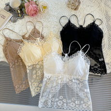 批发实拍<b class='q'>加肥</b><b class='q'>加大</b>码蕾丝美背细肩带内衣打底衫复古风聚拢侧收带垫吊带