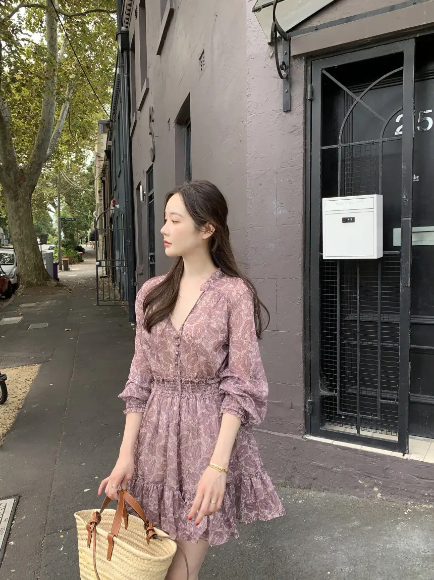 한국 스타일 봄용 V넥 레이스 원피스 상세 이미지 18