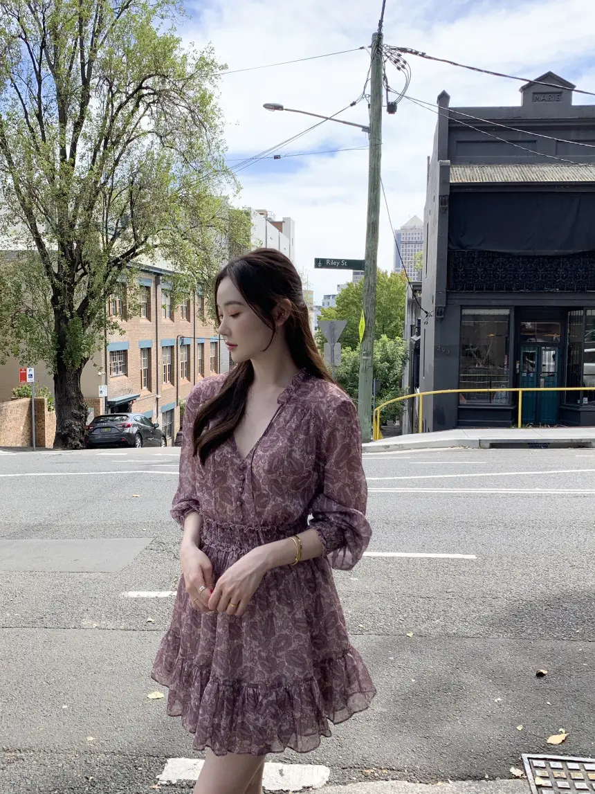 한국 스타일 봄용 V넥 레이스 원피스 상세 이미지 23