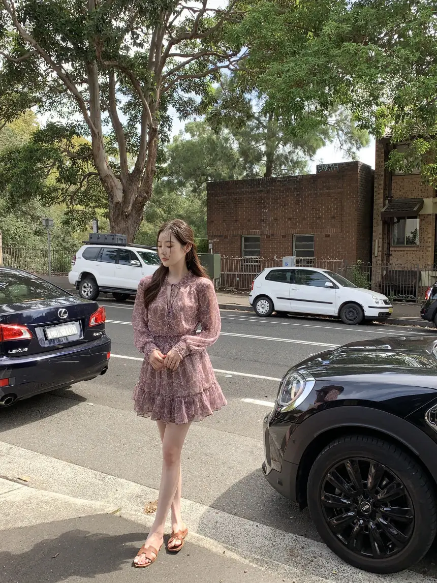 한국 스타일 봄용 V넥 레이스 원피스 상세 이미지 27