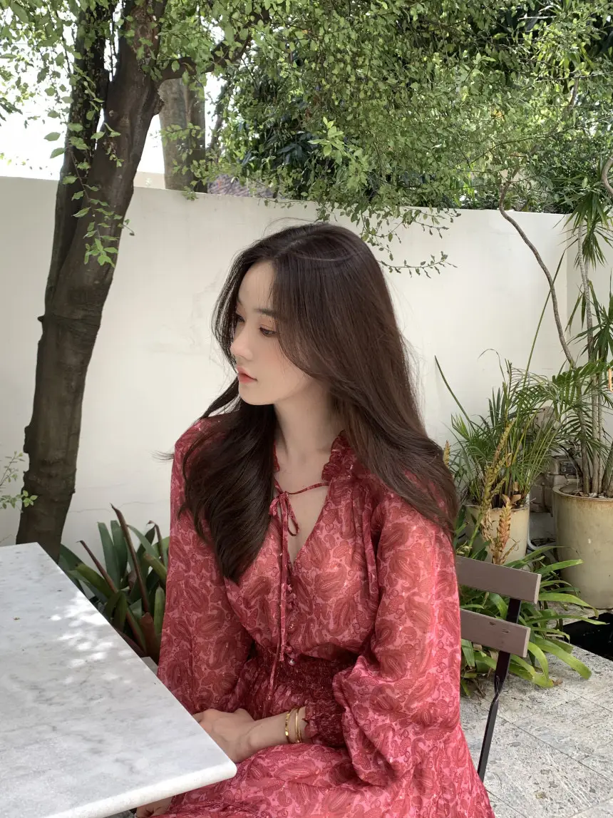 한국 스타일 봄용 V넥 레이스 원피스 상세 이미지 40