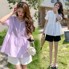 批发实拍新款韩版宽松显瘦甜美减龄<b class='q'>时尚</b><b class='q'>孕妇</b><b class='q'>娃娃衫</b>+托腹短裤<b class='q'>孕妇</b><b class='q'>套装</b>