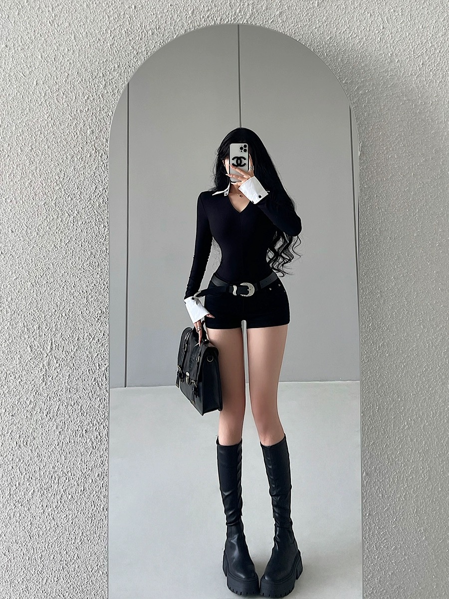 younggirlday 미국인 뜨거운 소녀 섹시한 낮은 허리 단단한 탄력성 카우보이 반바지 엉덩이 핫 바지 포함 벨트 조수