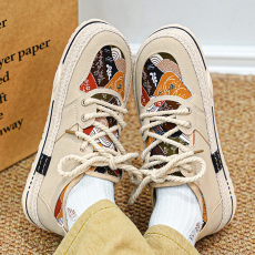 批发布面透气草编厚底男鞋2024春季新款时尚<b class='q'>韩版</b>日常百搭运动休闲板鞋