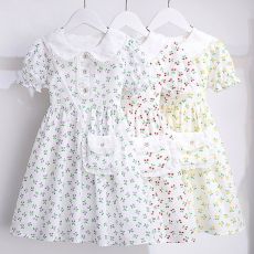 批发<b class='q'>女童</b>娃娃<b class='q'>领</b>连衣裙夏季2026年新款洋气樱桃公主裙夏装薄款儿童裙子