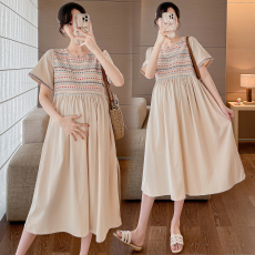 批发有货 实拍~2026新款孕妇夏装<b class='q'>连衣裙</b>刺绣夏天短袖孕妇<b class='q'>连衣裙</b>8025