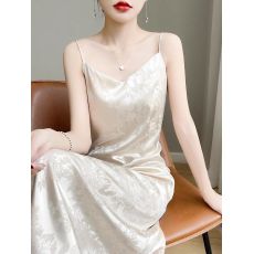 批发法式缎面吊带<b class='q'>连衣裙</b><b class='q'>女</b>夏高级感醋酸提花裙子显瘦气质绸缎长裙<b class='q'>背心</b>