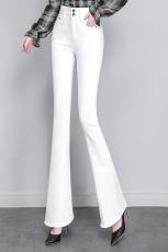 实拍高腰薄款牛仔裤女春夏2024年新款白色宽松显瘦高弹力喇叭长裤