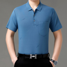 批发中年男士翻领冰丝短袖t恤夏季内搭加肥加大宽松休闲爸爸装polo衫