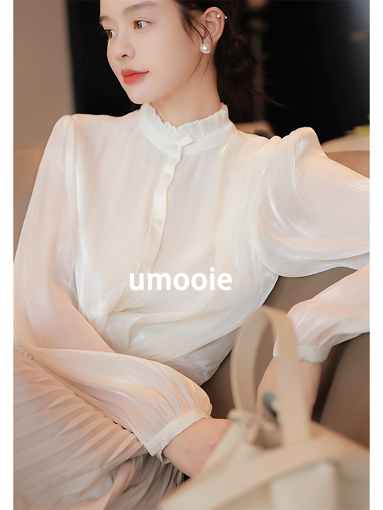 UMOOIE 美上四季 流光溢彩 搭配點睛單品 精緻花邊領白襯衣