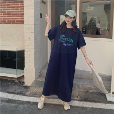 仿棉牛奶丝#大码女装连衣裙春夏秋季宽松过膝百搭外穿长款懒人裙